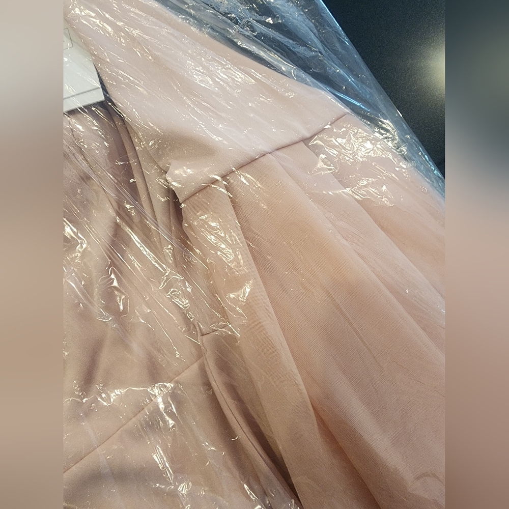 Mac Duggal Blush Pink Long Sleeve Maxi Gown with Sheer Bell Sleeves - Picture 11 of 11
